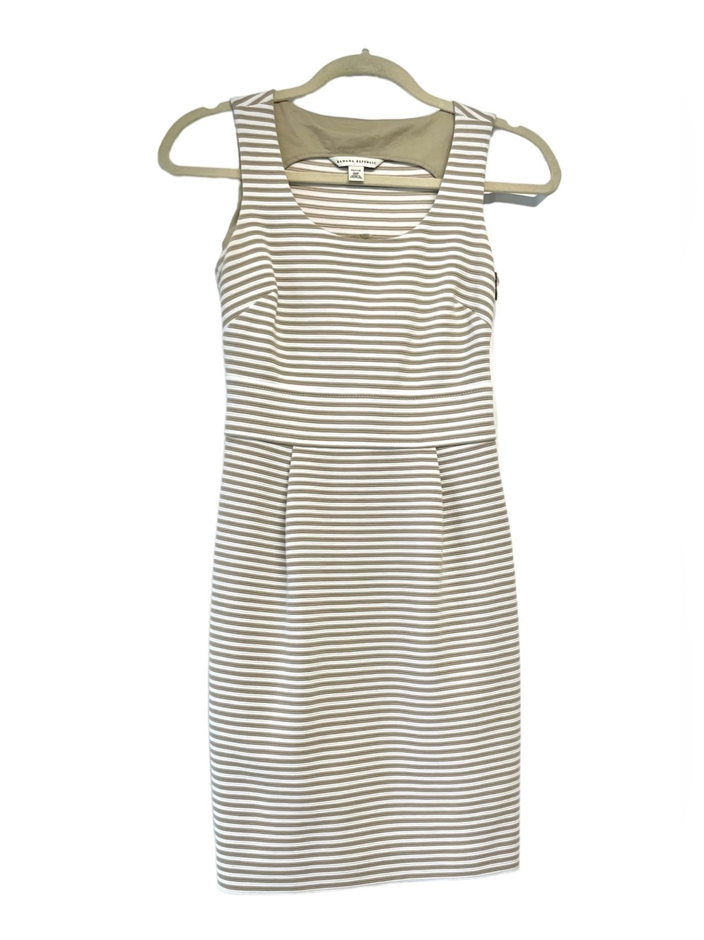 Banana Republic White & Tan Striped Sleeveless Dress Sz 00P Retail $169
